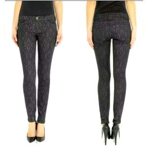 NWT Current/Elliott The Ankle Skinny Antique Black Lace Jeans Size 29